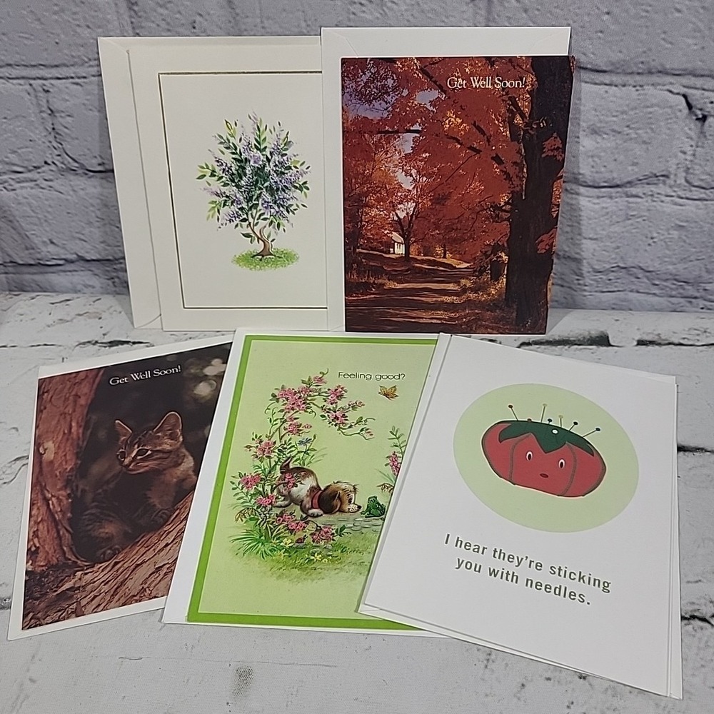 Vintage Unused Greeting Cards Lot Of 5 Get Well Soon